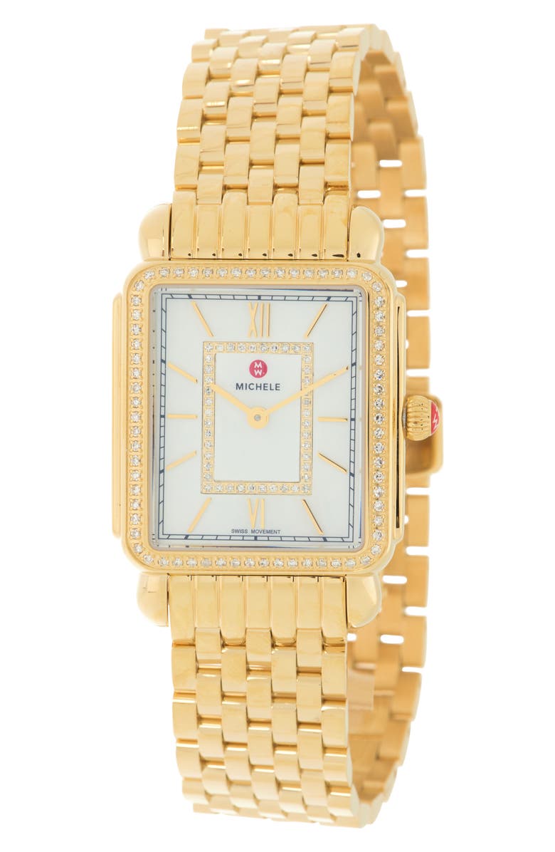 MICHELE Deco II Diamond Bracelet Watch, 29mm - 0.52ct., Main, color, Gold