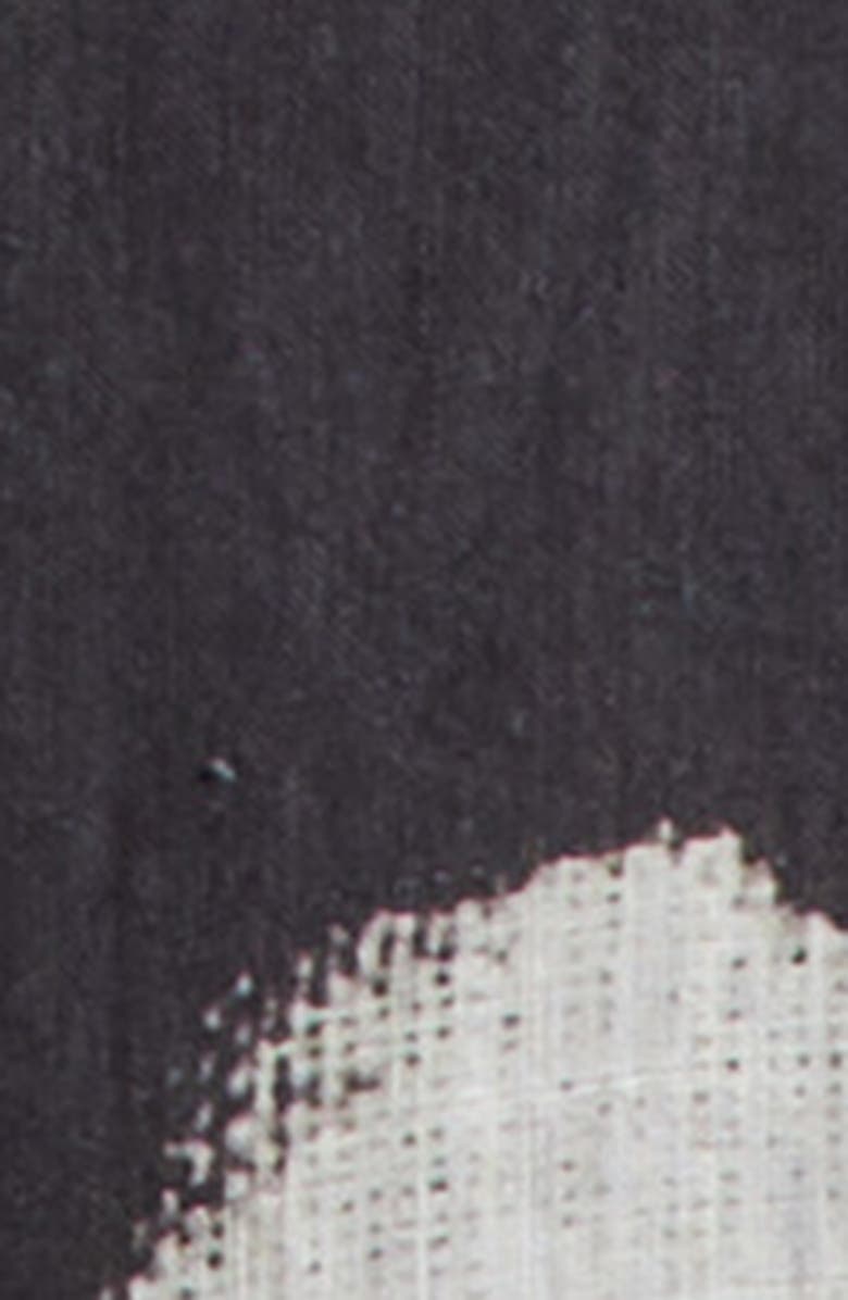 Undercover Oversize Short Sleeve Linen Button-Up Shirt, Alternate, color, Black Base