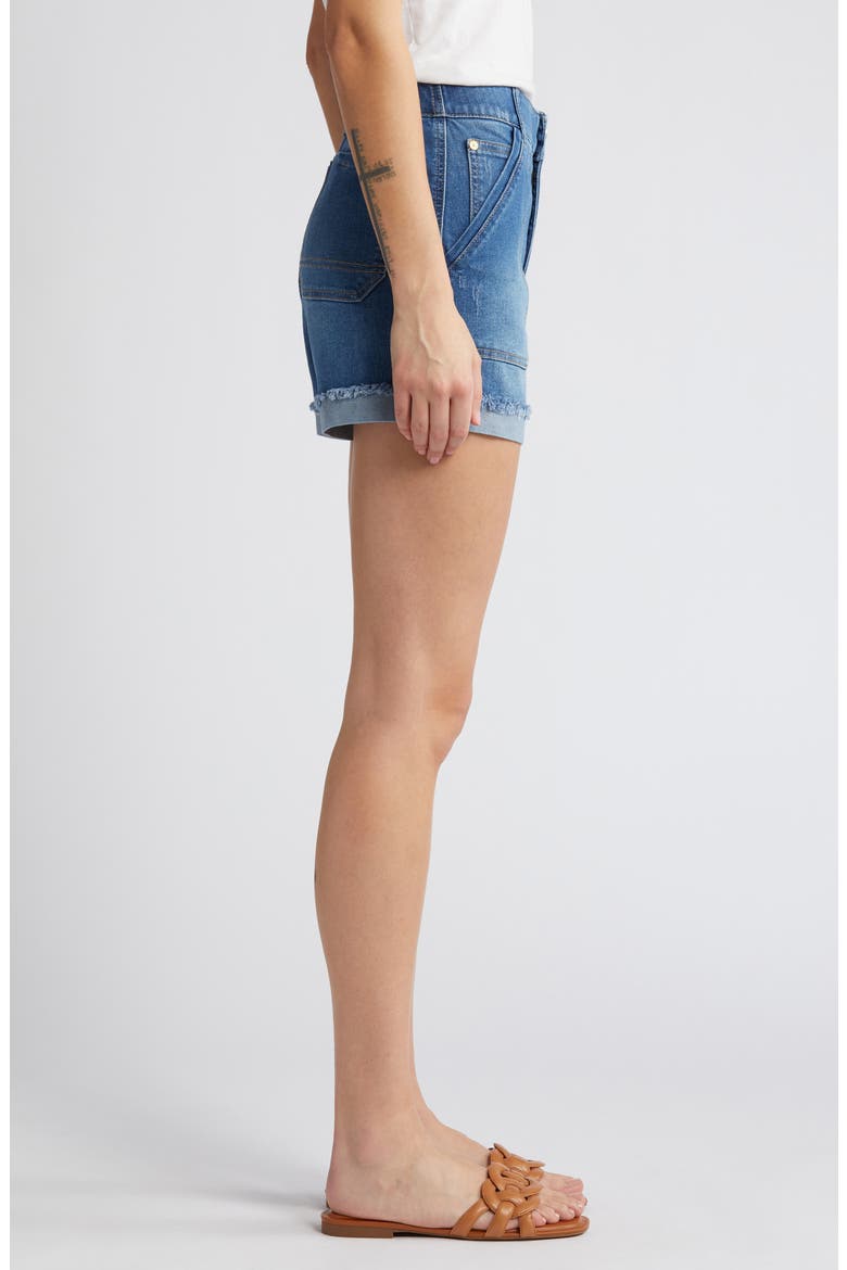 'Ab'Solution Patch Pocket High Waist Denim Shorts, Alternate, color, MID BLUE V