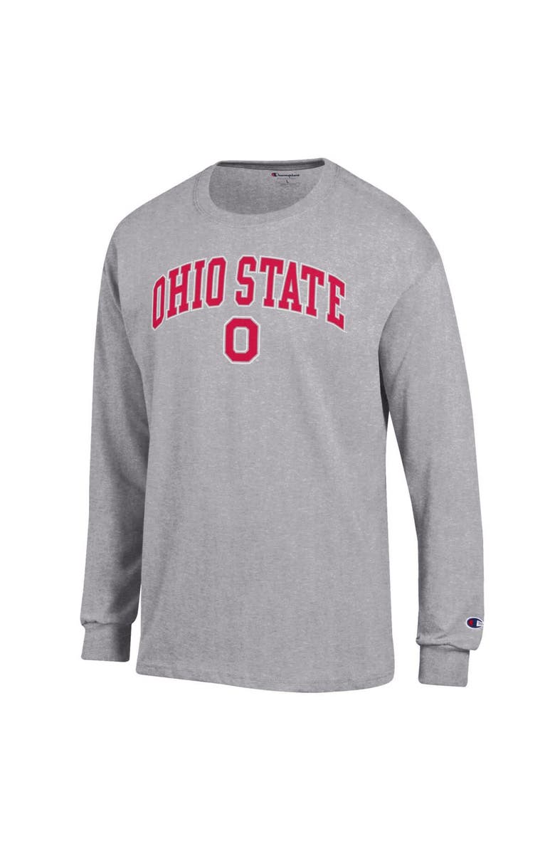 Champion Men's Champion Heather Gray Ohio State Buckeyes Arch Over Logo Long Sleeve T-Shirt, Alternate, color, Heather Gray