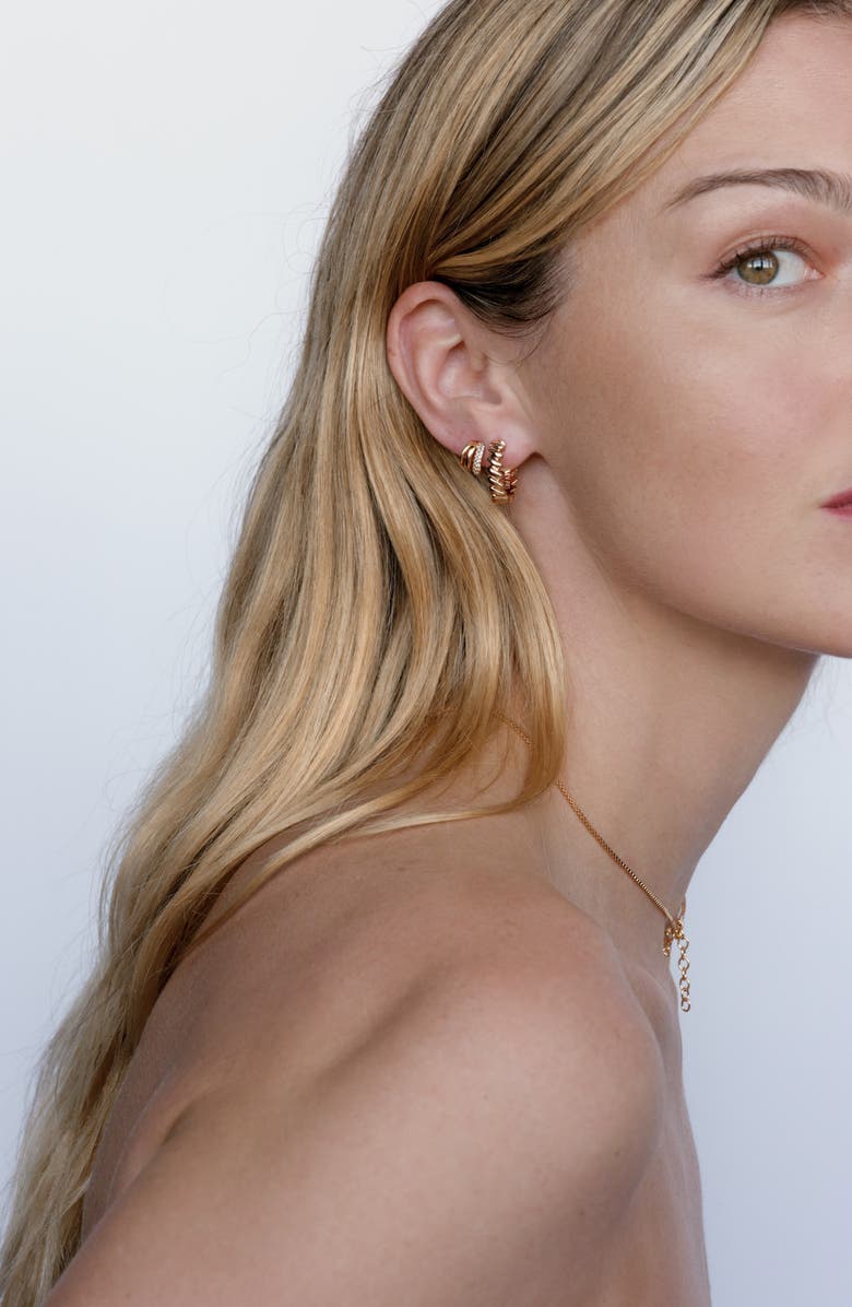 Luv AJ Cubic Zirconia Huggie Earrings, Alternate, color,