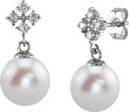 The Pearl Source Freshwater Pearl & Diamond Millie Earrings