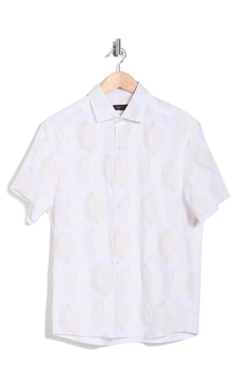 WESTZEROONE Antonio Short Sleeve Cotton Button-Up Shirt, Alternate, color, White