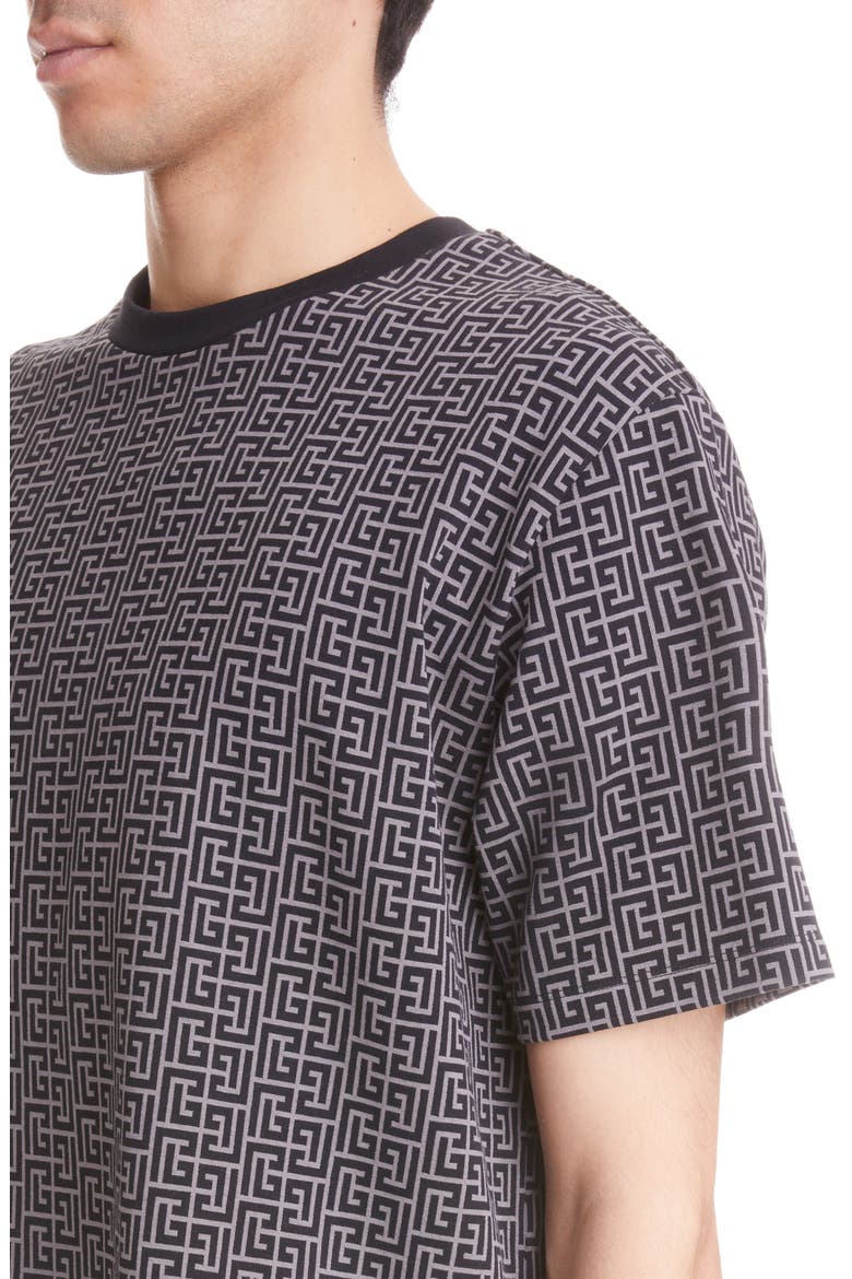 Monogram Crewneck Stretch Cotton T-Shirt, Alternate, color, GREY/ BLACK