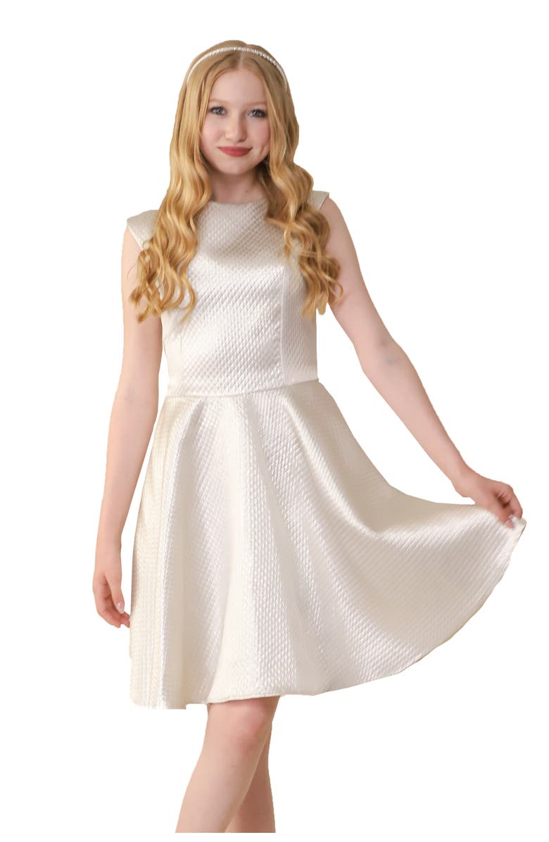 Un Deux Trois Fit and Flare Party Dress in Longer Length, Main, color, Gold