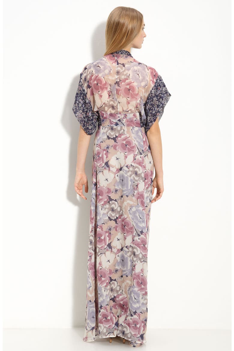 Silk Maxi Dress, Alternate, color, PASTEL FLORAL/ BLACK FLORAL