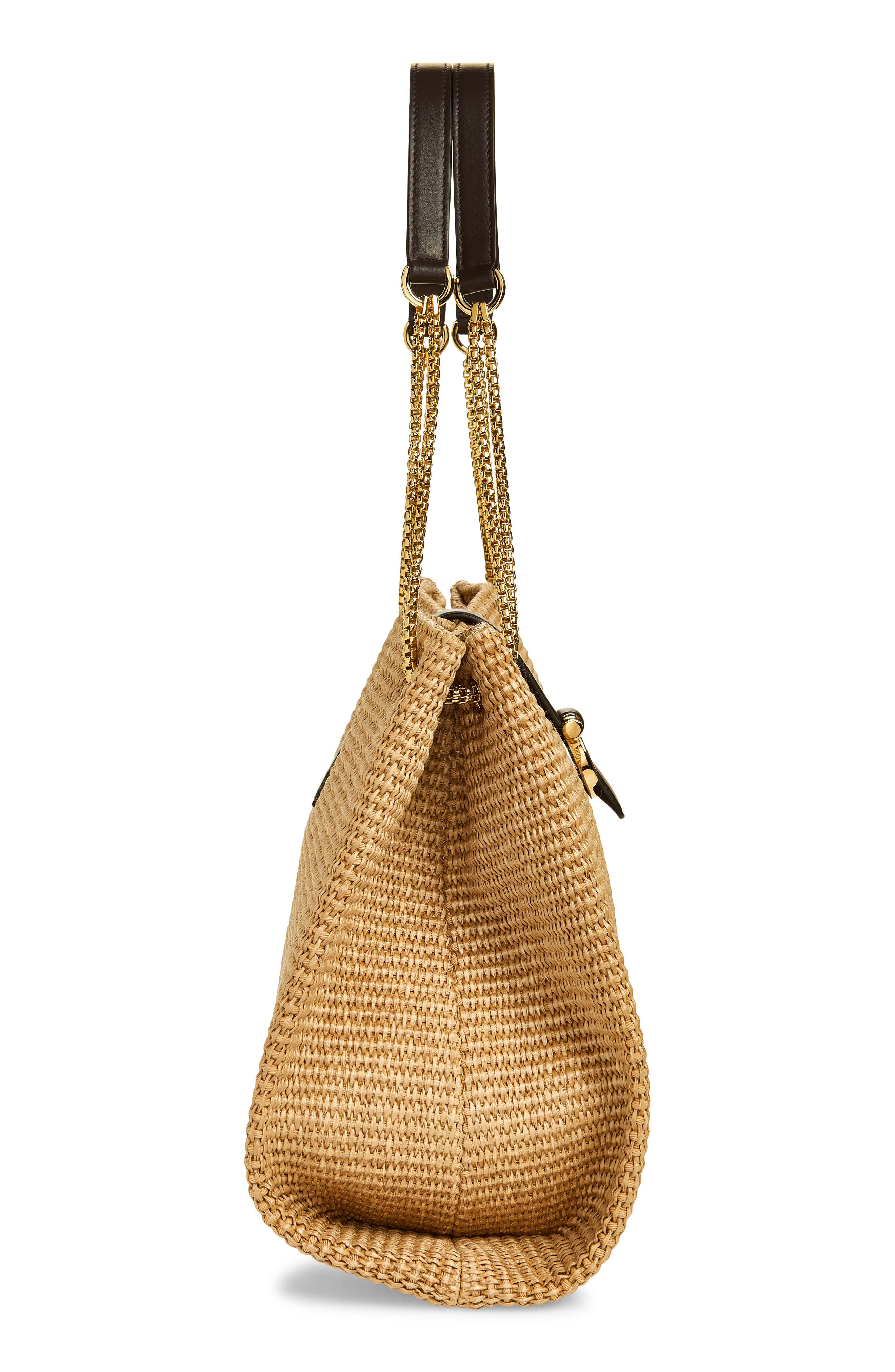 FERRAGAMO Mia Raffia Tote, Alternate, color, Naturale Testa Di Moro