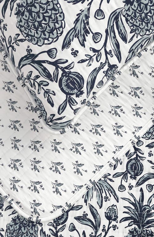 Woven & Weft Coastal Print Cotton Quilt & Sham Set In Off White/navy