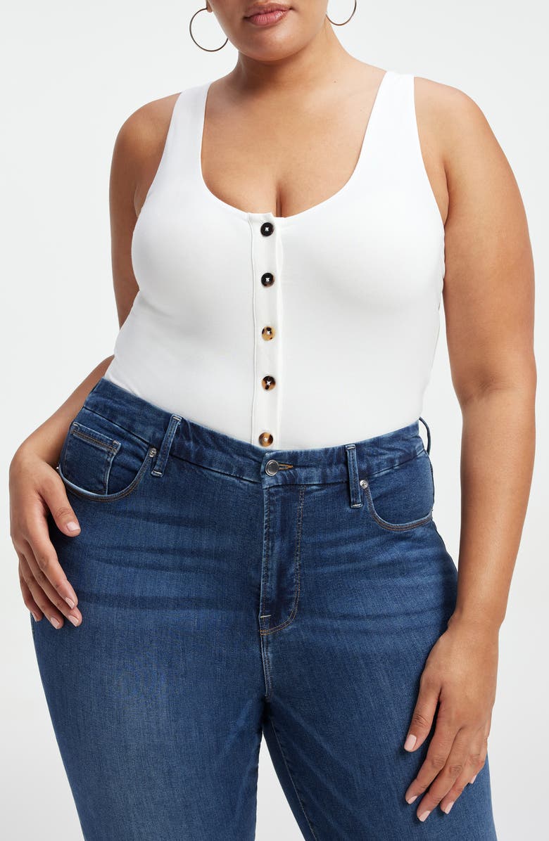 Good American Good Touch Button-Up Bodysuit, Alternate, color, 