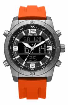 Kenneth Cole Reaction Ana-Digit Silicone Strap Watch, 48mm