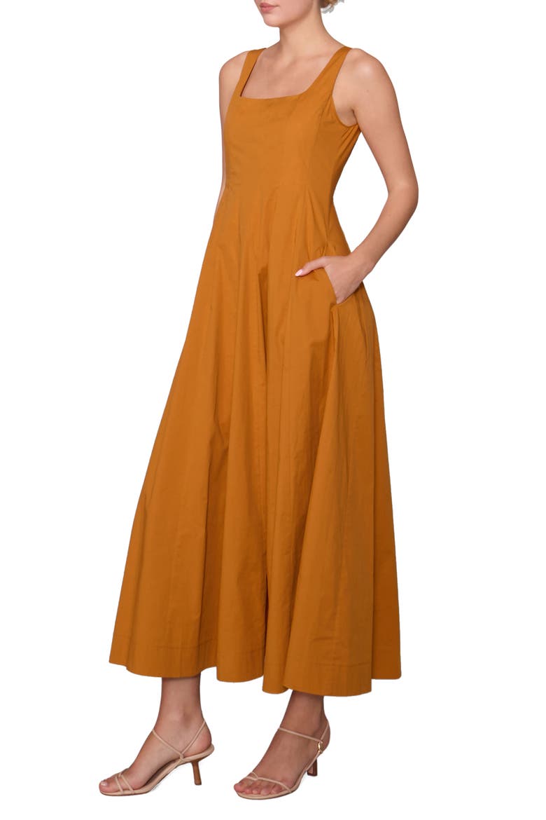 Poplin Maxi Dress, Alternate, color, MUSTARD