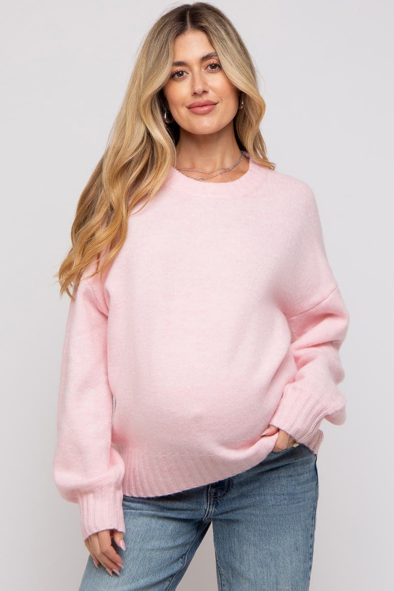 Ribbed Cuff Sweater, Main, color, Pink