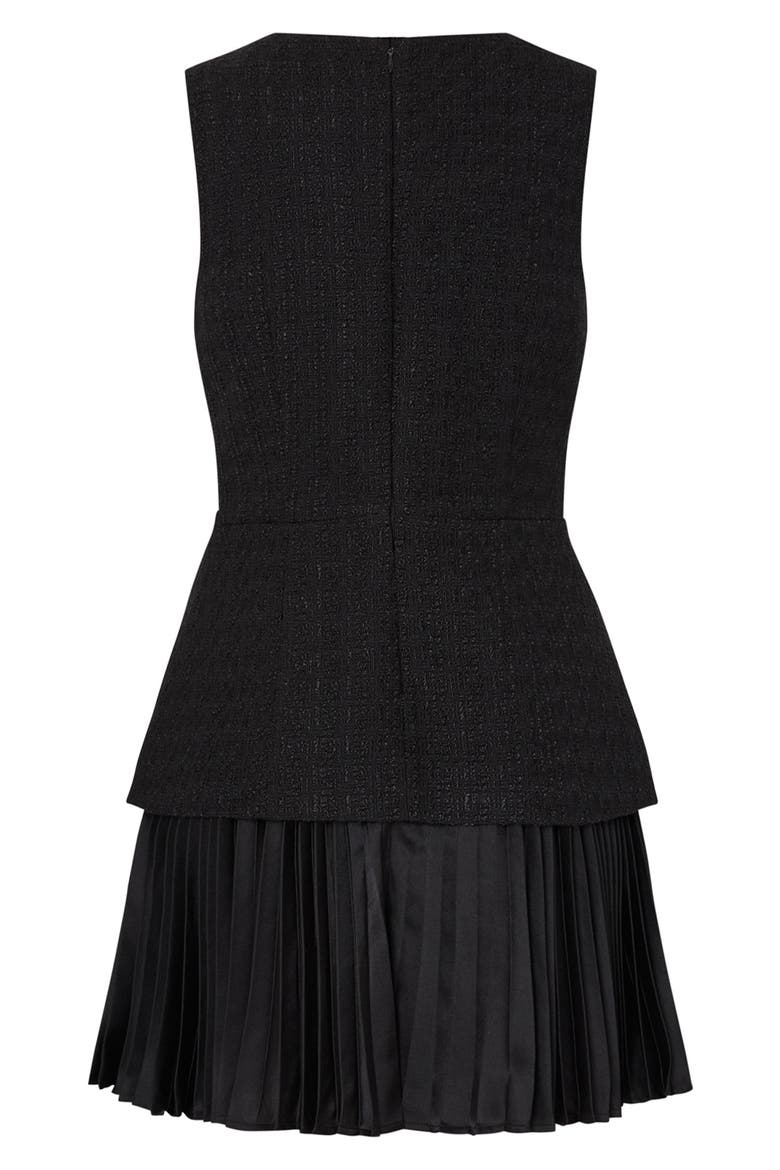 Bouclé Mixed Media Minidress, Alternate, color, BLACK