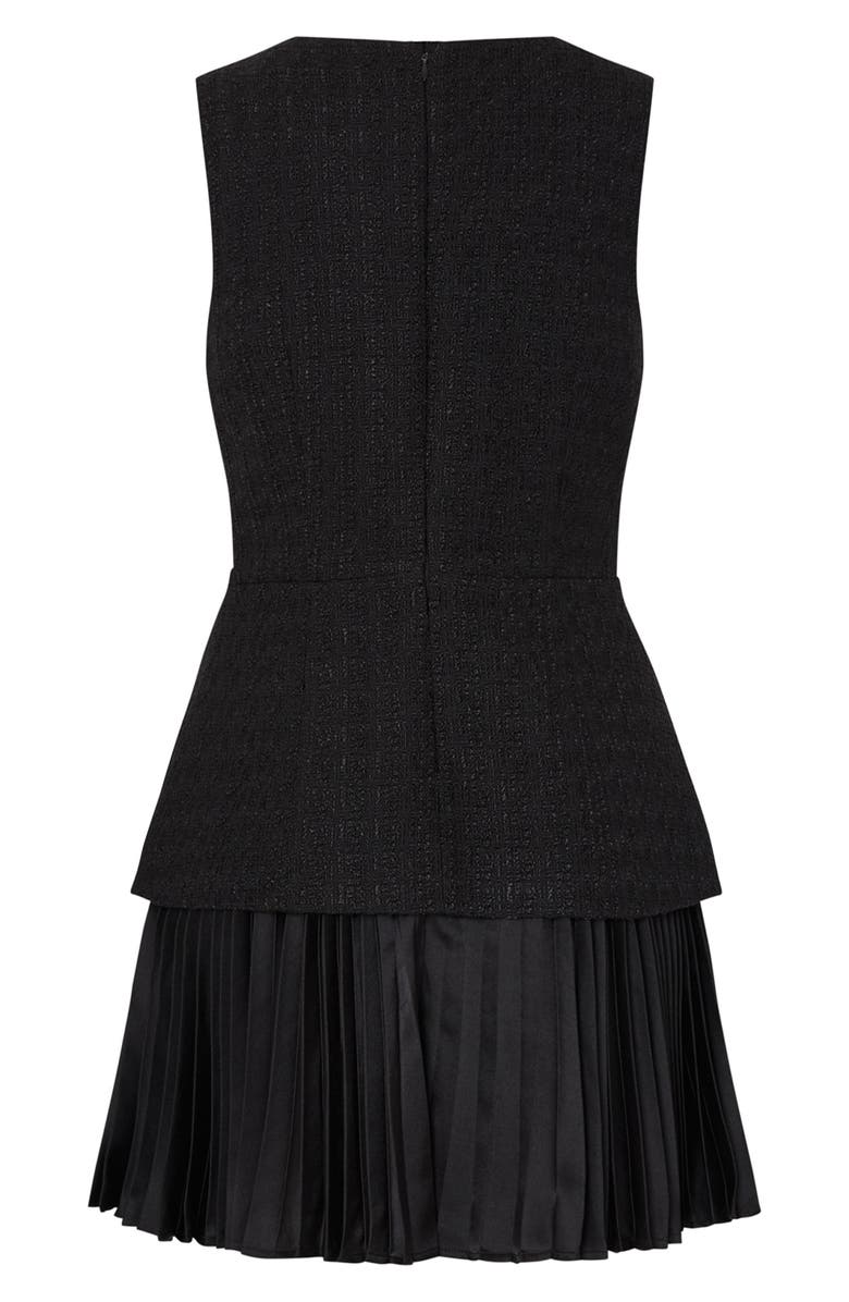 Milly Bouclé Mixed Media Minidress, Alternate, color, Black