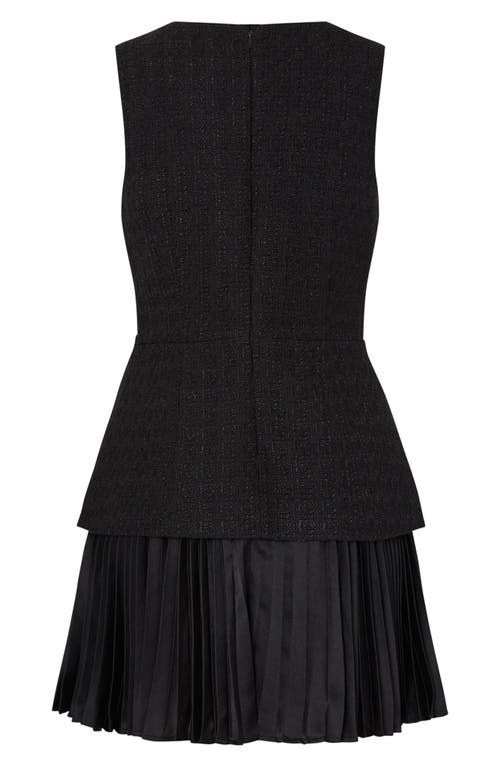 Milly Boucle Mixed Media Mini Dress In Black