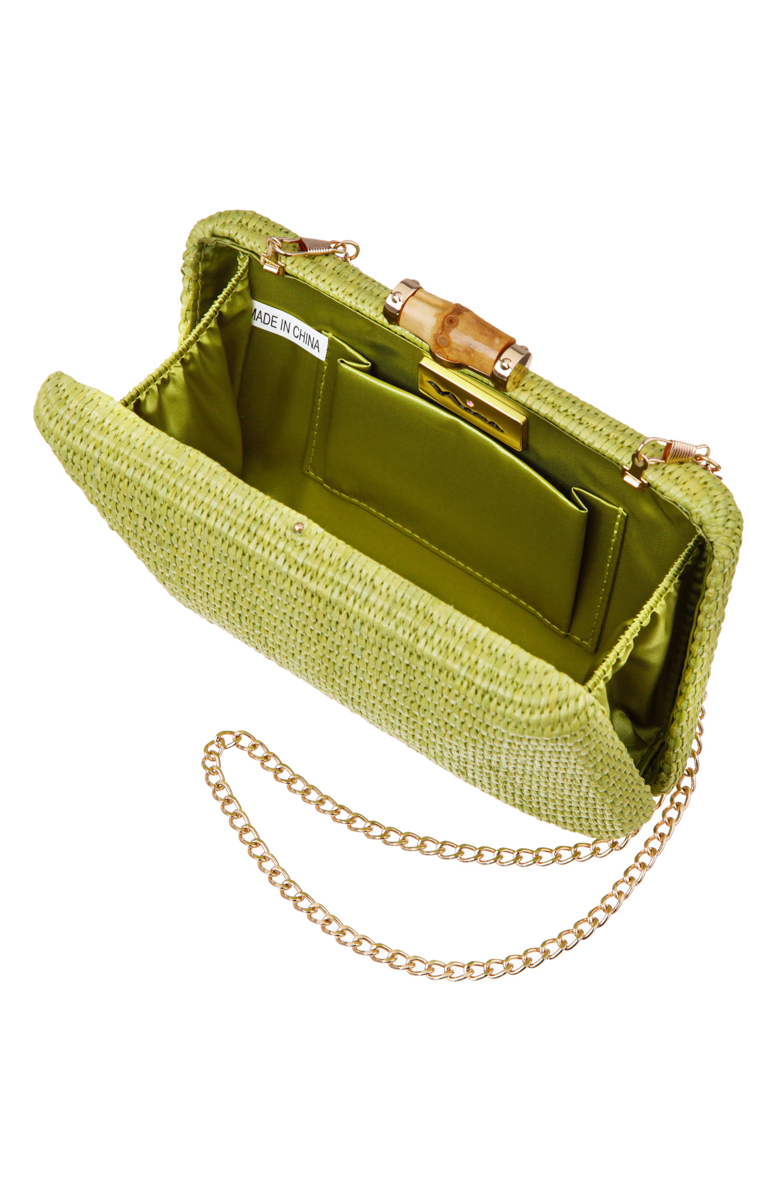 Nina Malia Frame Clutch, Alternate, color, Lime