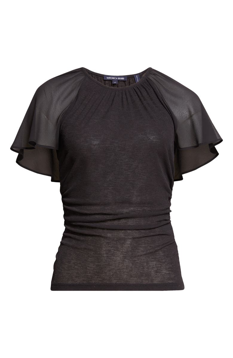 Veronica Beard Arisa Mixed Media Top, Alternate, color, Black