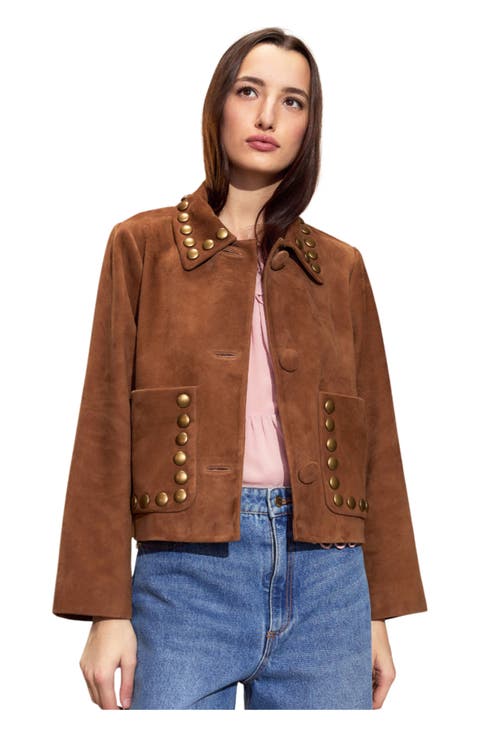 Studded Suede Cropped Jacket