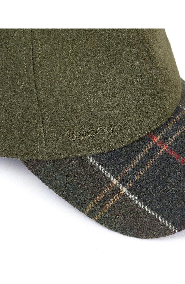 Barbour Roker Plaid Wool Blend Baseball Cap, Alternate, color, Forest Green/Classic
