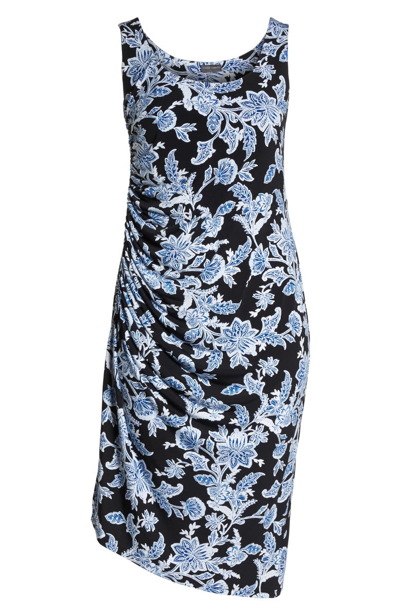Vince Camuto Woodblock Floral Side Ruched Body-Con Dress, Alternate, color,