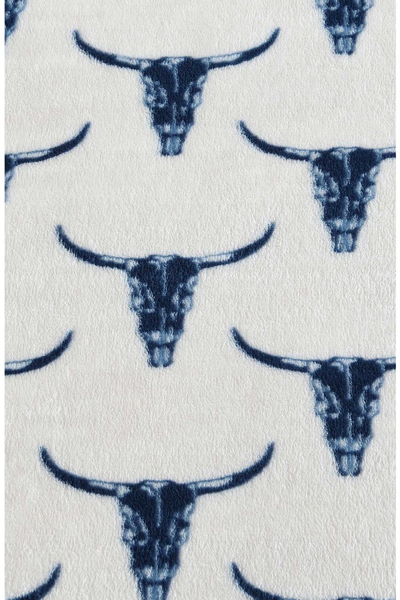 Steer Head Plush Fleece Throw, Alternate, color, DARK BLUE