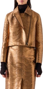Akris Lambskin Nappa Leather Moto Jacket