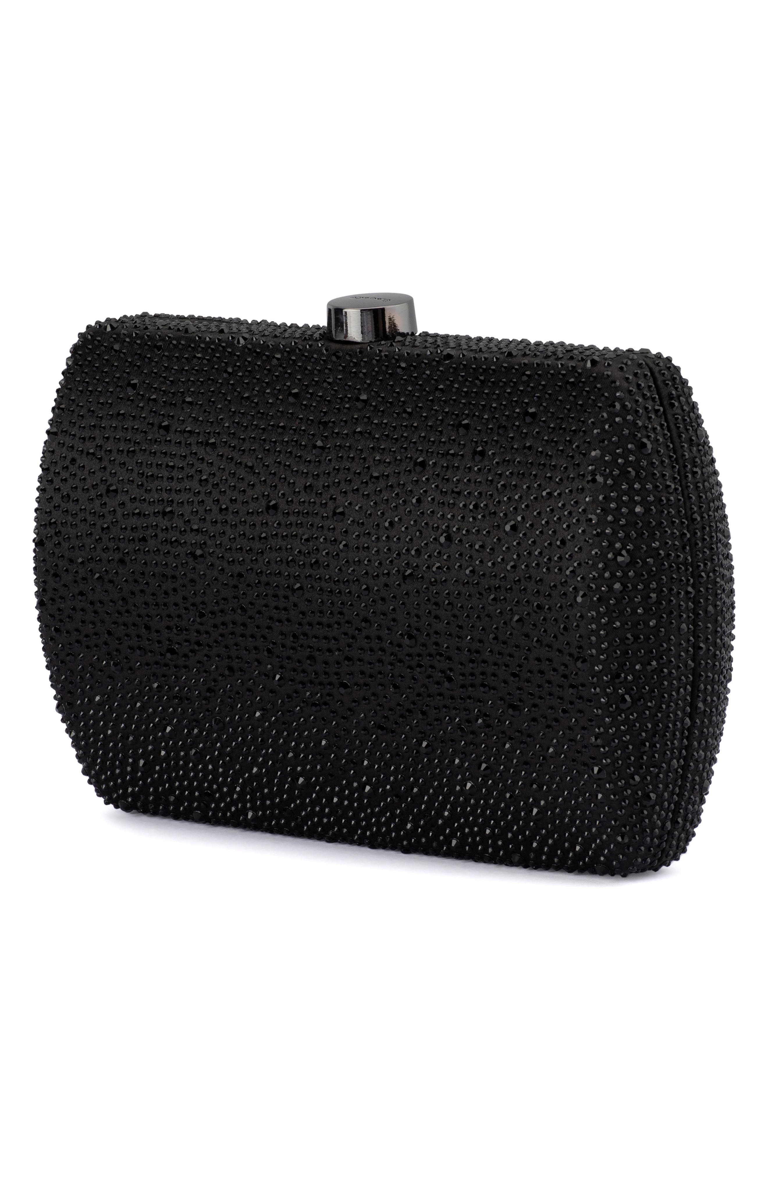 Olga Berg Carolina Crystal Frame Clutch, Alternate, color, Black