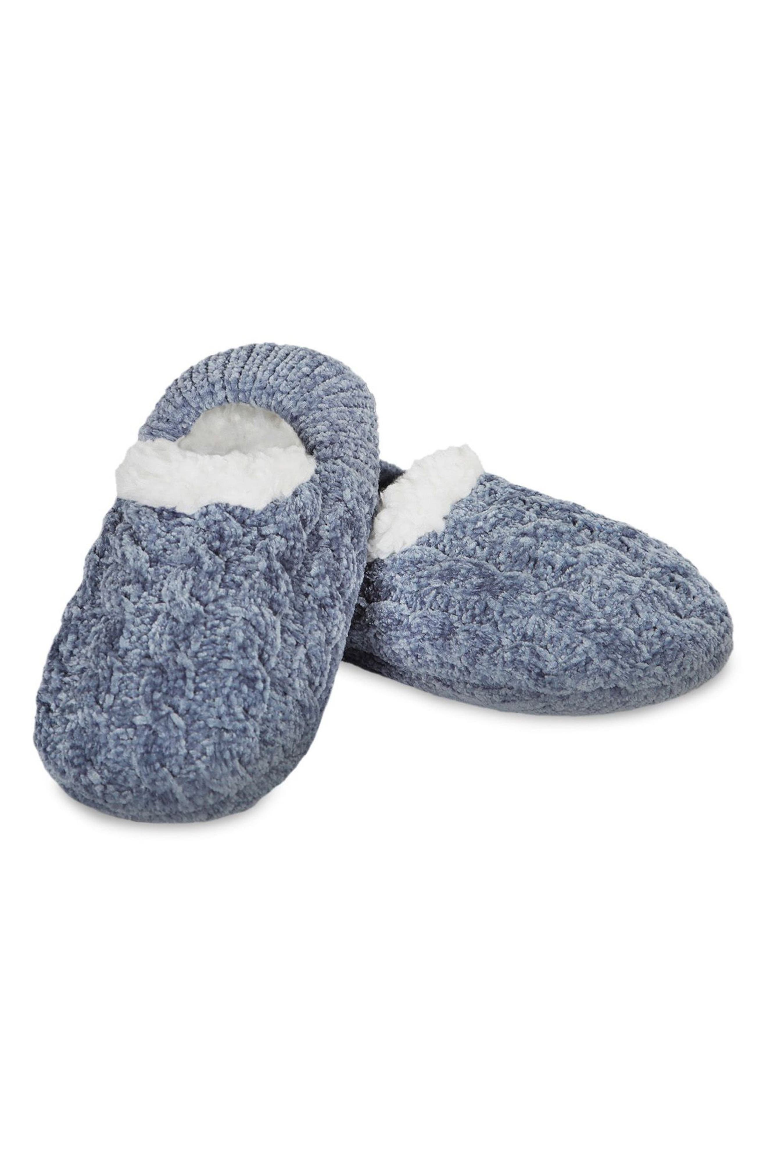 Cable Chenille Fleece Lined Slipper Socks, Alternate, color, DENIM