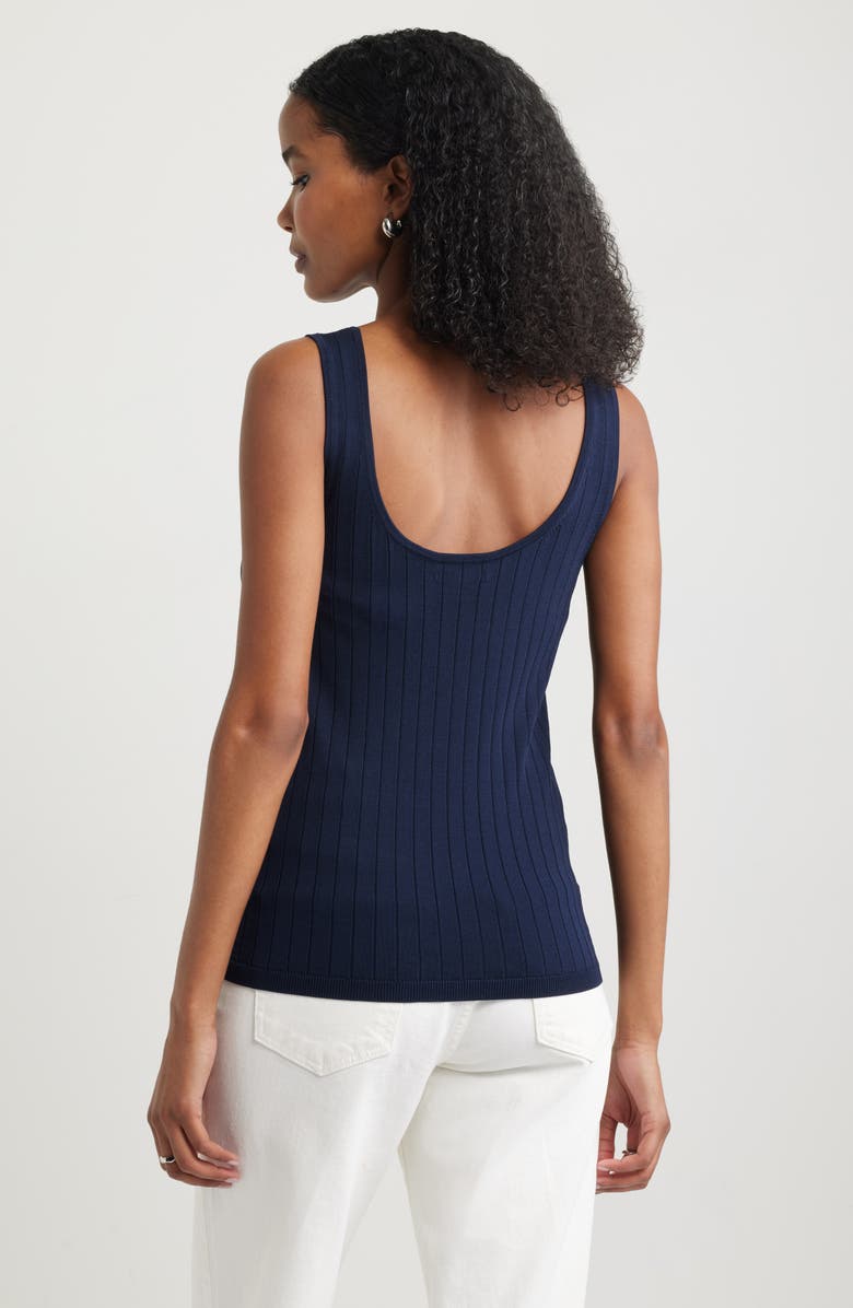 Nordstrom Slim Scoop Neck Rib Tank, Alternate, color, Navy Night