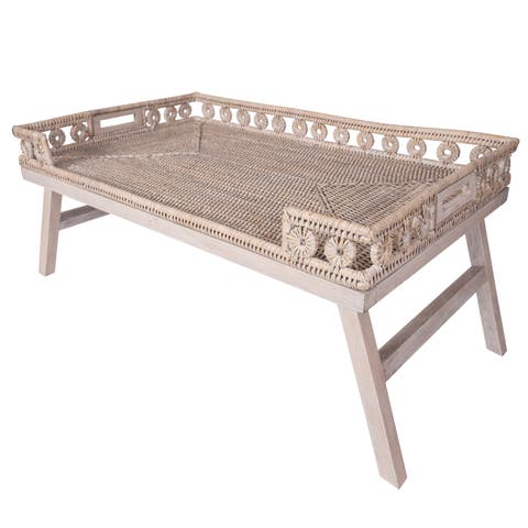 Artifacts Rattan Inna Design Breakfast Tray with Wooden Legs
