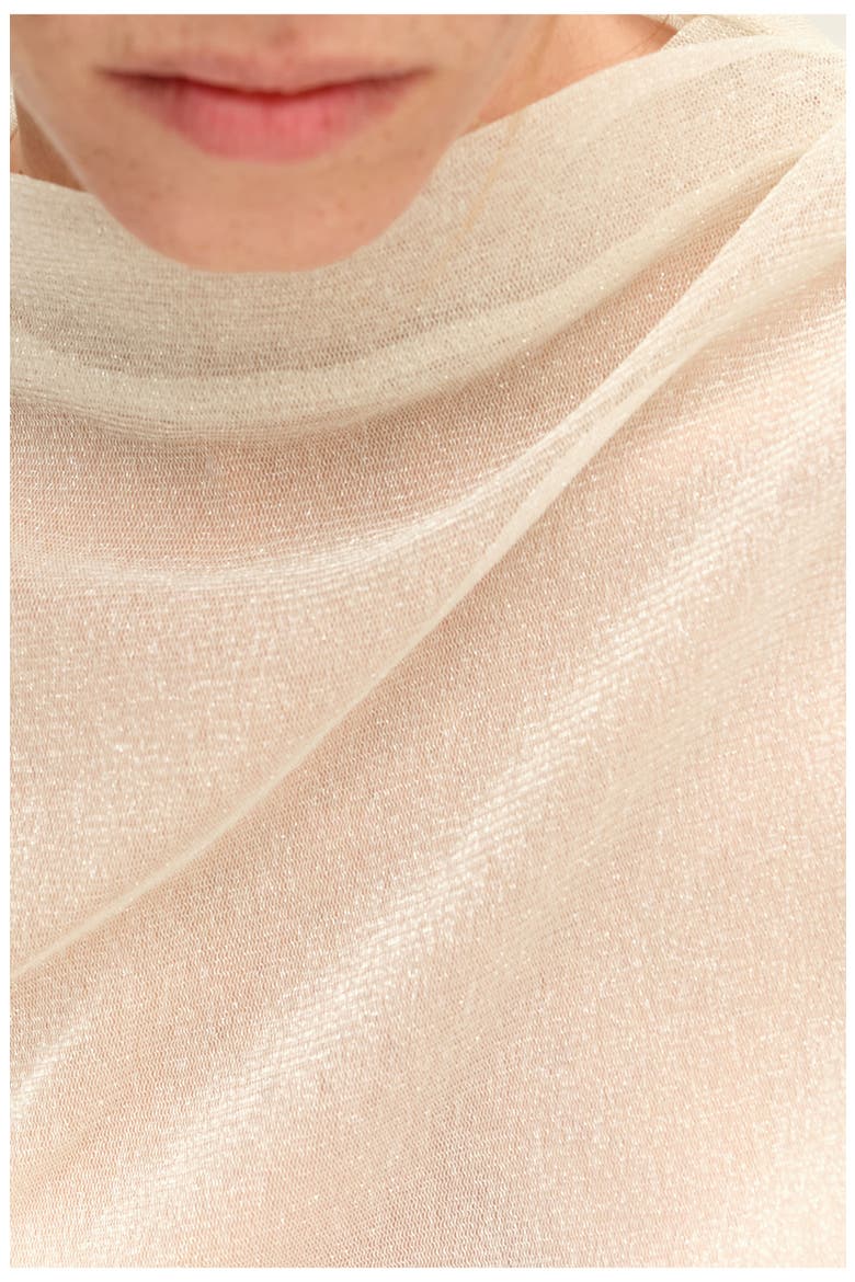 Ruched Lurex Fitted T-shirt, Alternate, color, IVORY