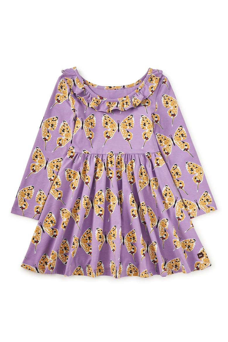 Ruffle Collar Ballet Dress, Alternate, color, Dragon Swallowtail Butterflies