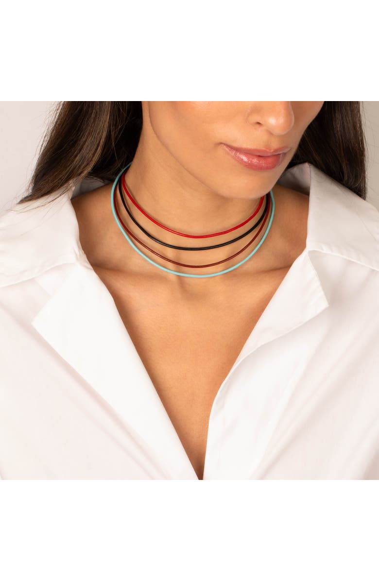 BY ADINA EDEN Colored Leather Rope Chain Choker Necklace, Alternate, color, Red