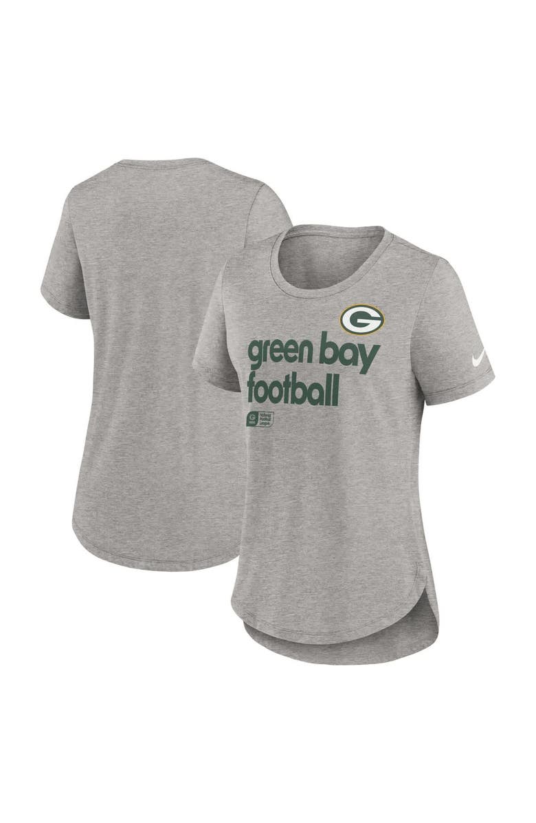 Nike Women's Nike Heather Gray Green Bay Packers Team Shout-Out Tri-Blend T-Shirt, Main, color, Heather Gray