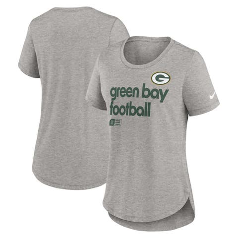 Women's Nike Heather Gray Green Bay Packers Team Shout-Out Tri-Blend T-Shirt