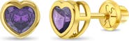 In Season Jewelry 14k Heart Bezel Simulated Birthstone Earrings