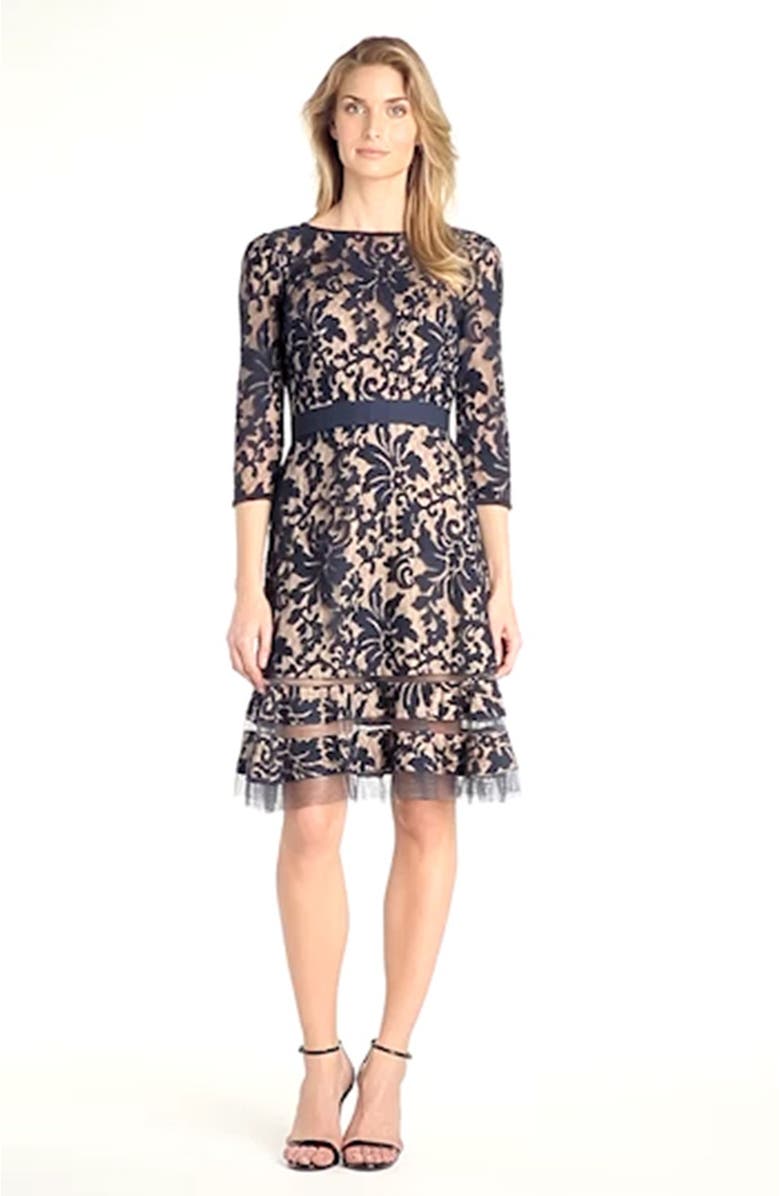 Tadashi Shoji Lace Overlay Dress, Alternate, color, 