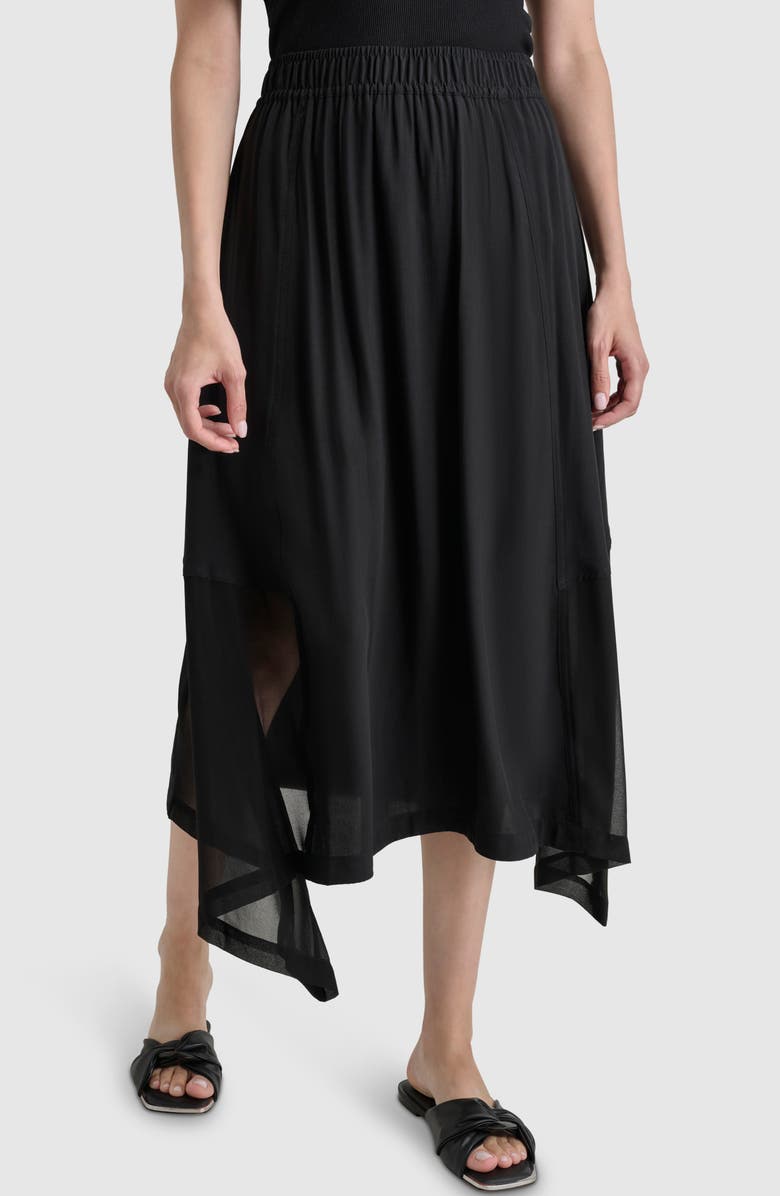 DKNY Handkerchief Hem Maxi Skirt, Main, color, Black