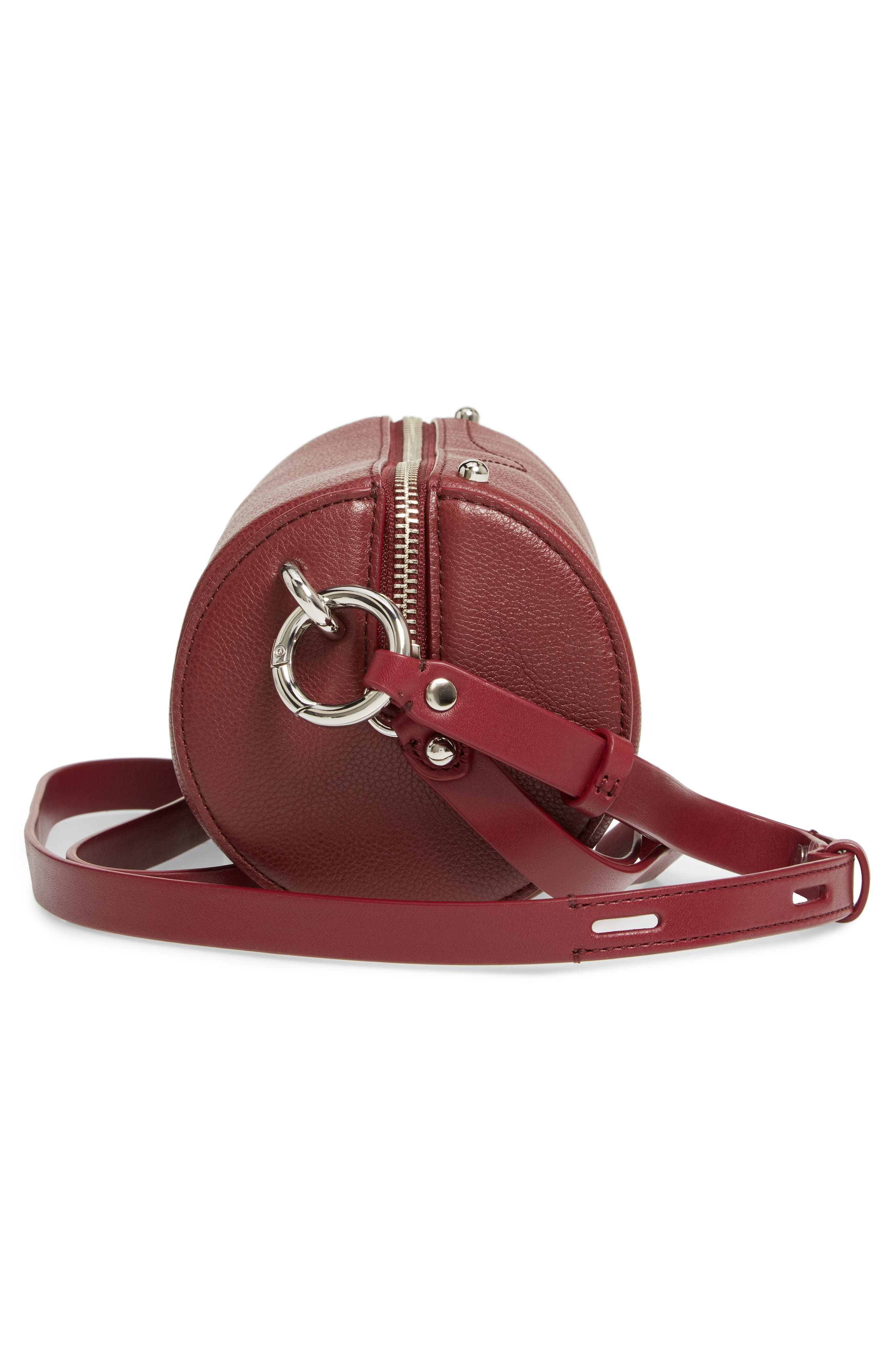 Leather Barrel Crossbody Bag, Alternate, color, PINOT NOIR