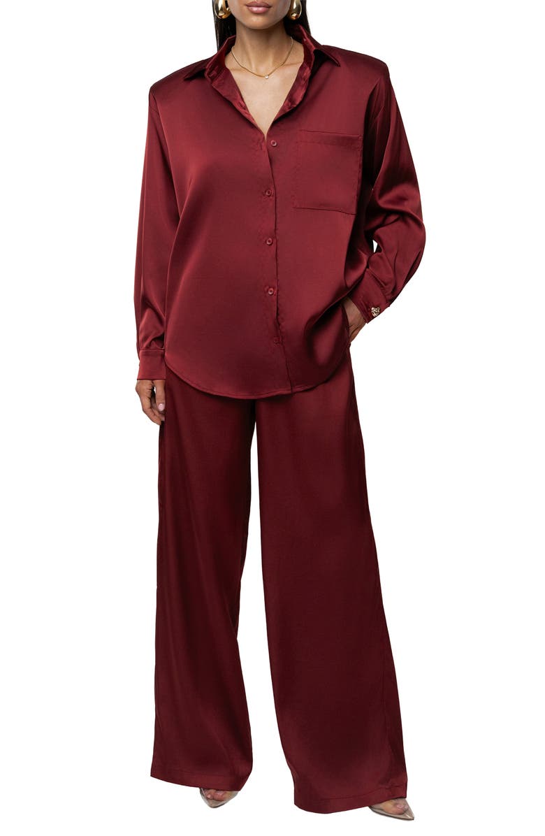 JLUXLABEL Island Ease Satin Shirt, Alternate, color, Red