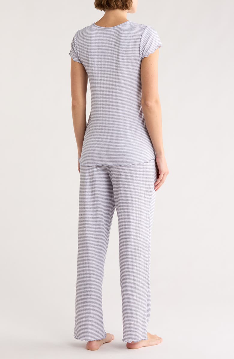 Laura Ashley Stripe Henley Pajamas, Alternate, color, Grey Stripe