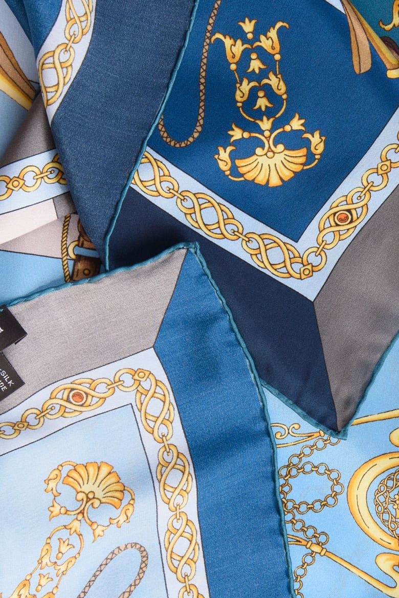 Gabriella - Hand Rolled Silk Foulard for Women, Alternate, color, Azure