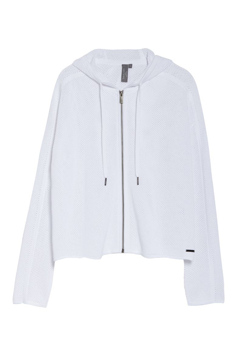 Moto Mesh Zip Hoodie, Alternate, color, WHITE