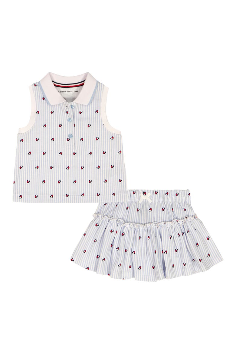 Printed Heart Logo Tank & Skirted Bloomers Set, Main, color, LIGHT/ PASTEL BLUE