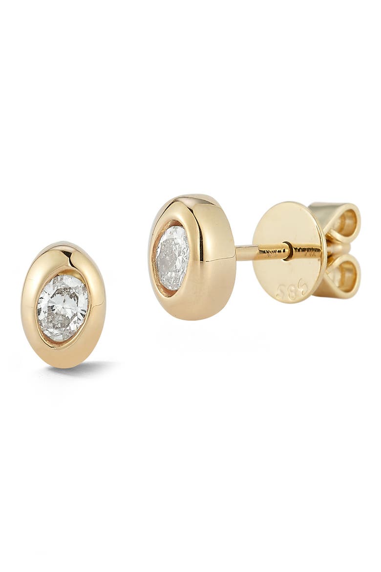 Mikaela Estelle Oval Diamond Stud Earrings, Main, color, YELLOW GOLD
