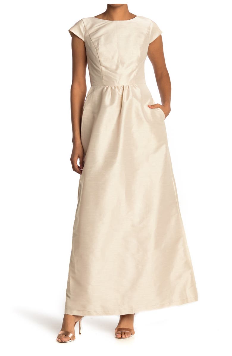 Alfred Sung Cap Sleeve A-Line Gown, Main, color,