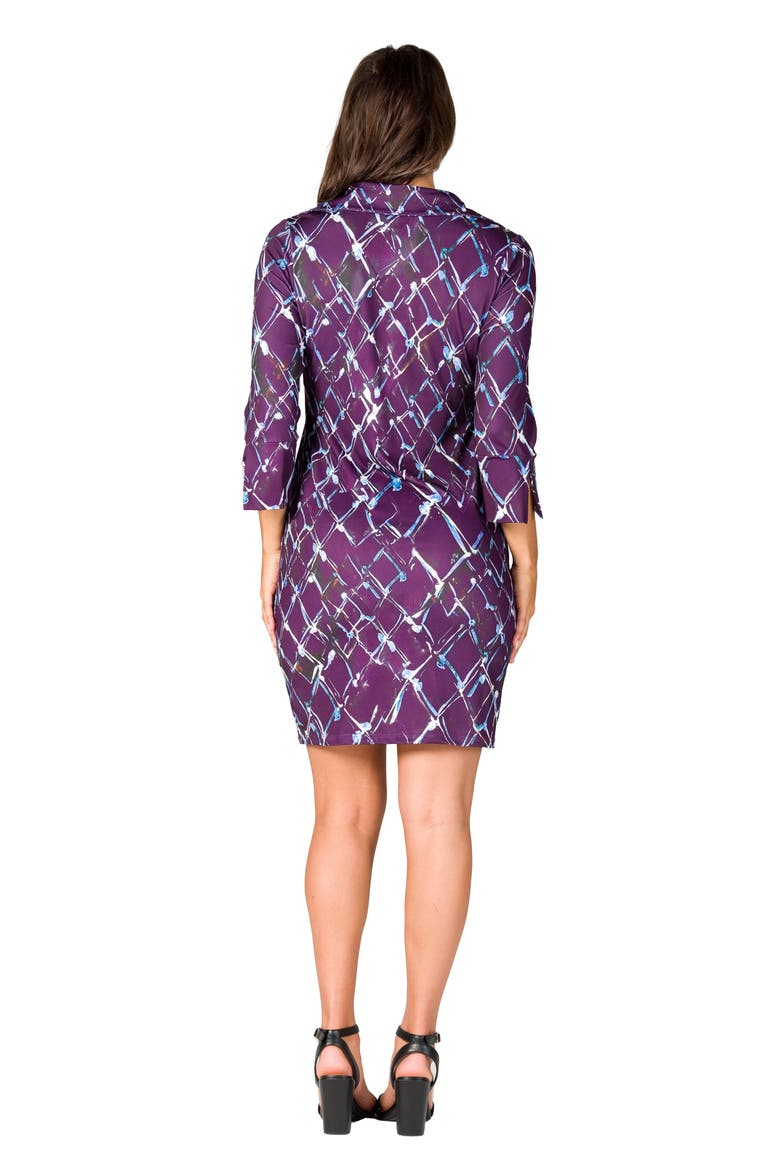 Geometric Print Three Quarter Sleeve Mini Dress, Alternate, color, Purple Multi