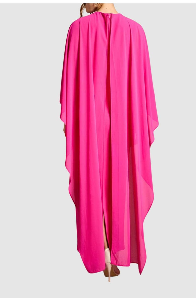 Coast Ruffle Chiffon Cape Crepe Maxi Dress, Alternate, color, Fuchsia