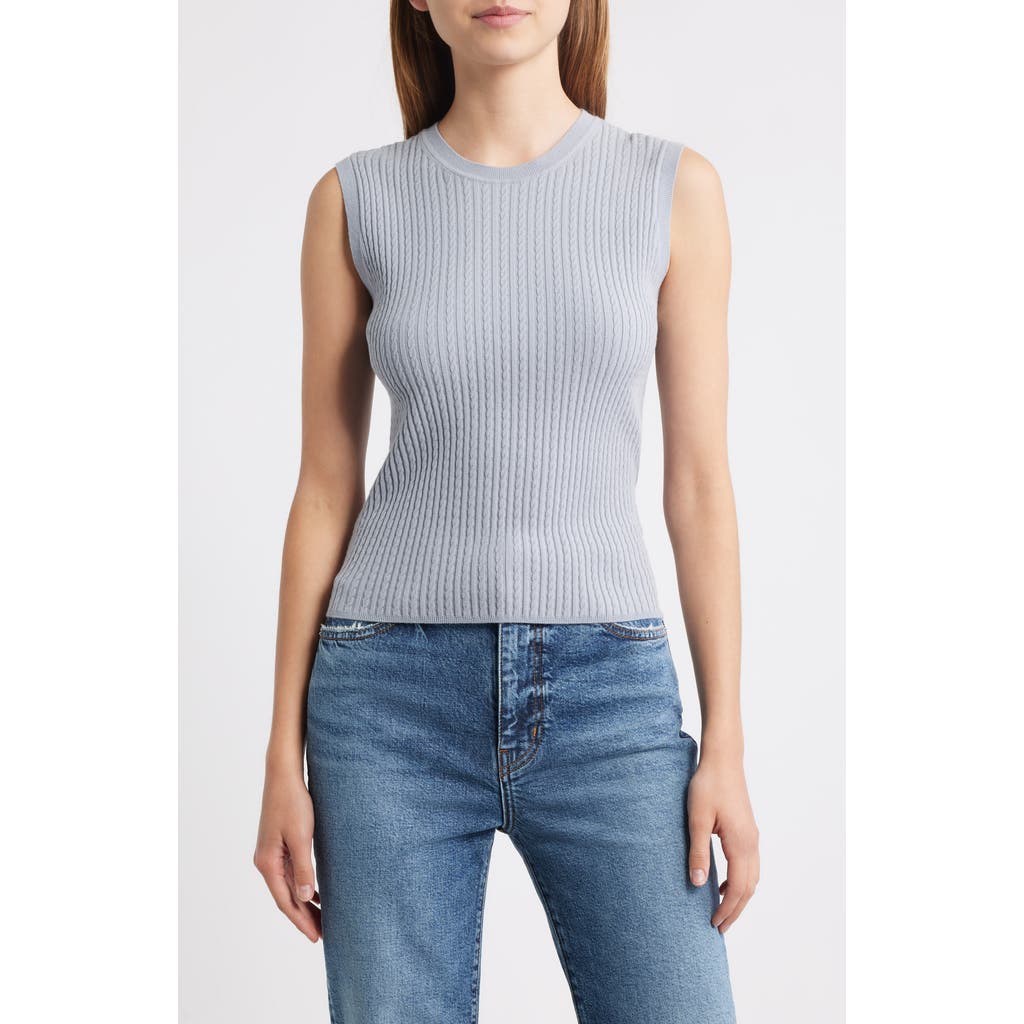 Frame The Fine Cable-knit Sleeveless Top In Gray