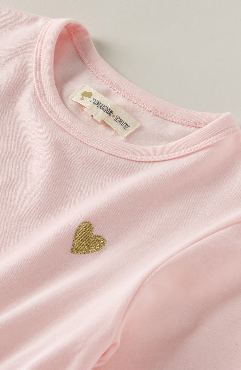 Tucker + Tate Kids' Long Sleeve Jersey & Tulle Dress, Alternate, color, Pink Balm- Gold Heart
